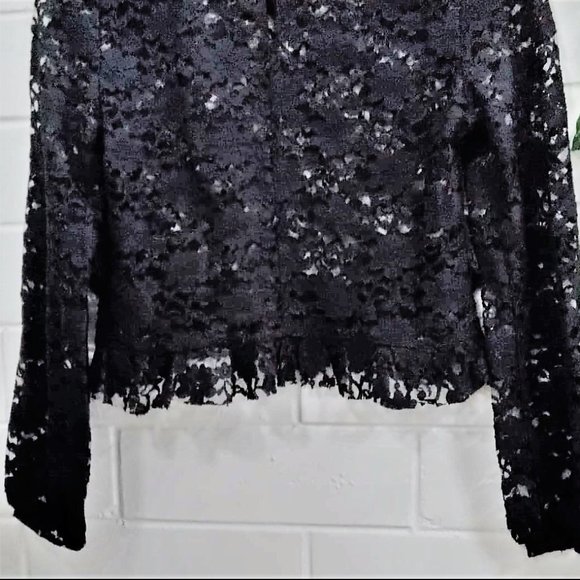 MISS SELFRIDGE Black Lace Long Sleeve Crop Top NWT - Picture 11 of 12